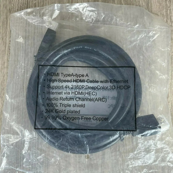 HDMI Cable High Speed With Ethernet Type A Black 10 ft. (Only 1 Piece) - Picture 5 of 5